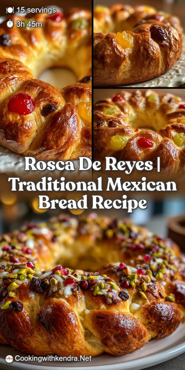 Close-up of Rosca de Reyes, showcasing its soft, slightly chewy crumb & vibrant candied fruit decorations.