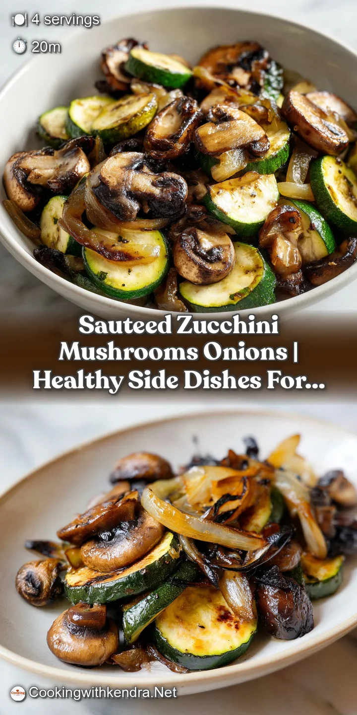 Close-up of caramelized golden onions and meaty browned mushrooms with tender, vibrant green zucchini slices.