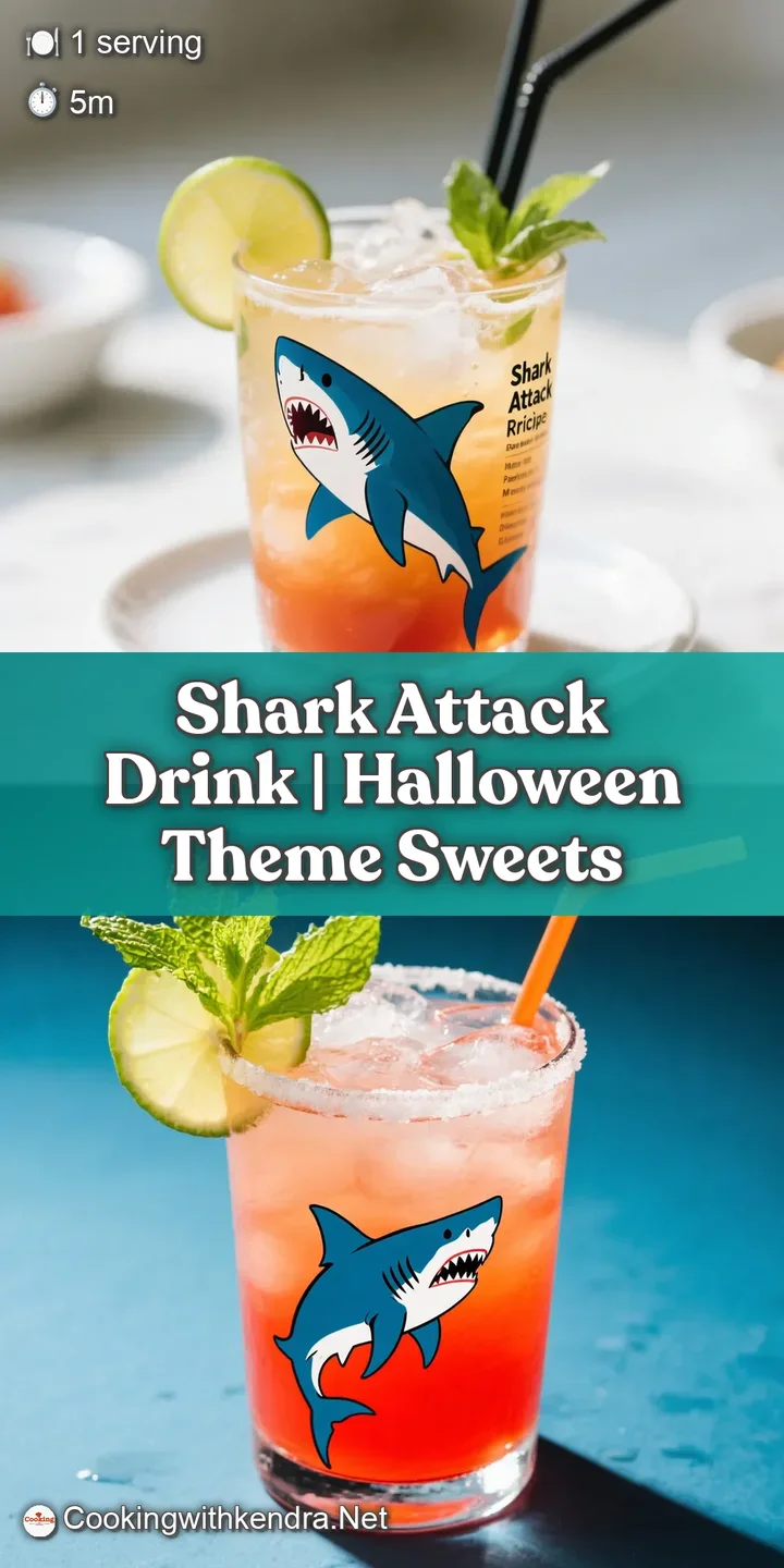 Close-up of the 'Shark Attack' drink: grenadine sinking into electric blue, creating ominous streaks in the chilled, bubbl...