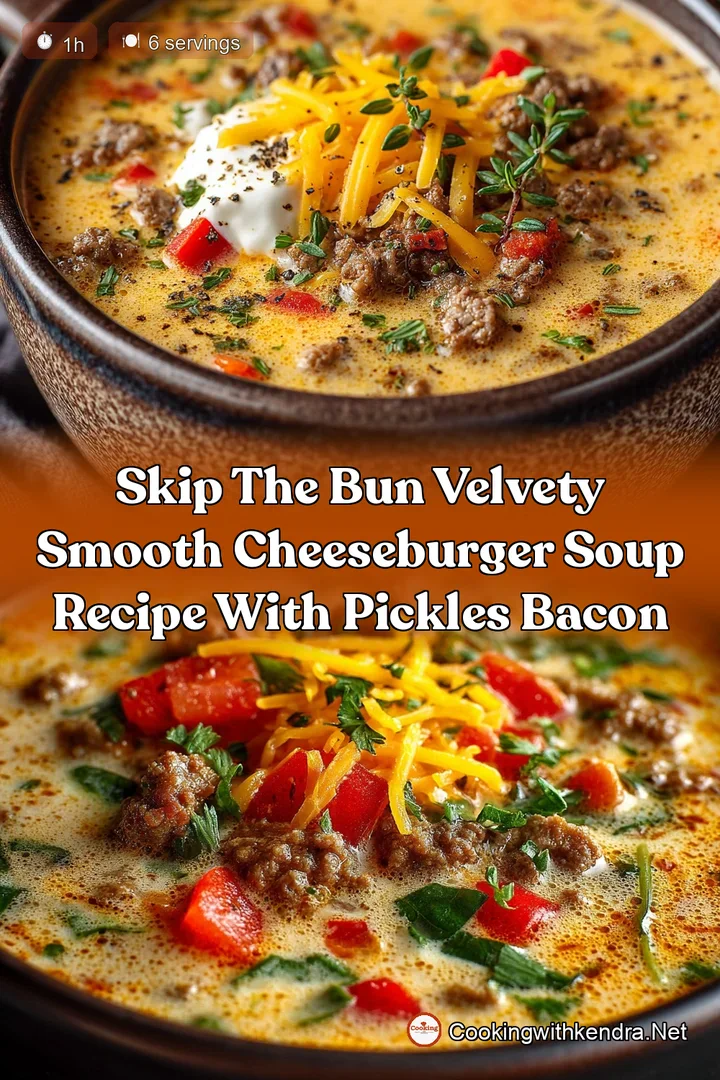 Skip the Bun Velvety Smooth Cheeseburger Soup Recipe with Pickles Bacon
