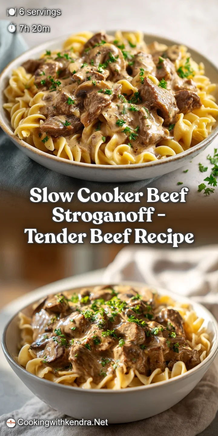 Close-up of beef stroganoff showing strands of egg noodles and chunks of tender beef coated in a thick, creamy sauce with ...