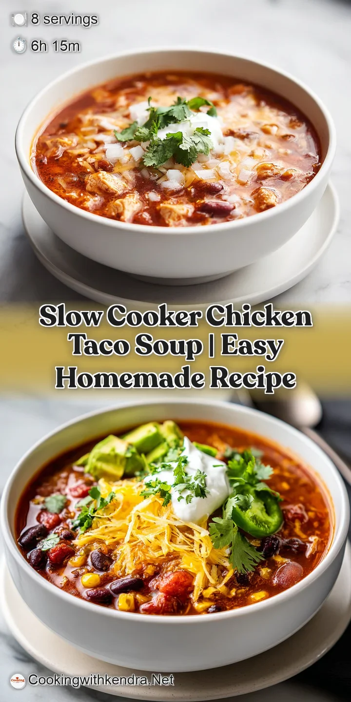 Close-up of tender shredded chicken and colorful vegetables in a savory, rich broth.