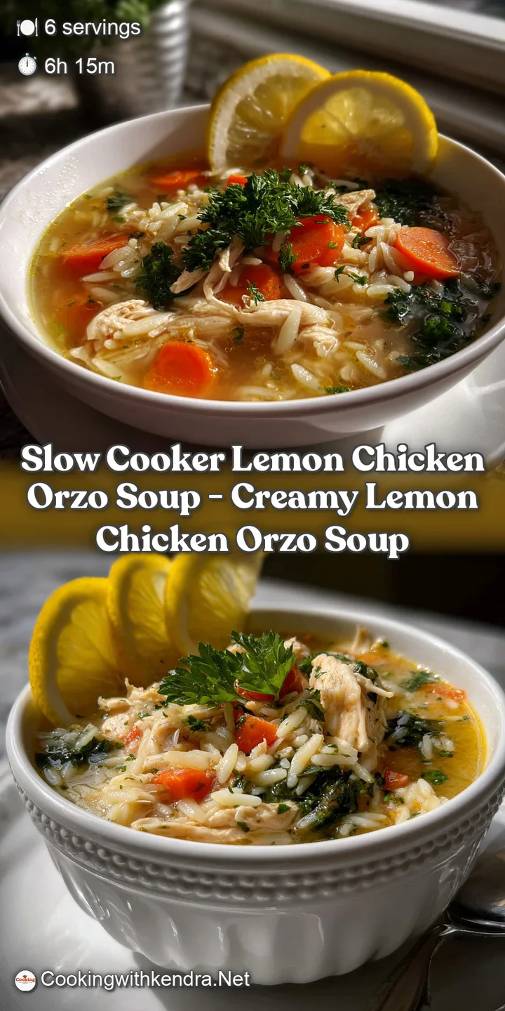 Slow Cooker Lemon Chicken Orzo Soup - Creamy Lemon Chicken Orzo Soup