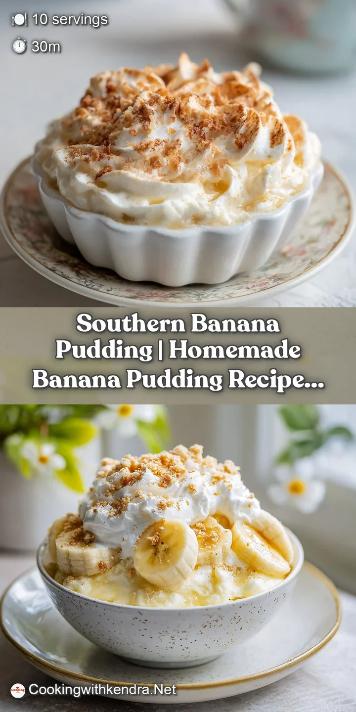 Close-up of smooth, pale yellow pudding studded with tender banana slices and crisp wafer crumbles.