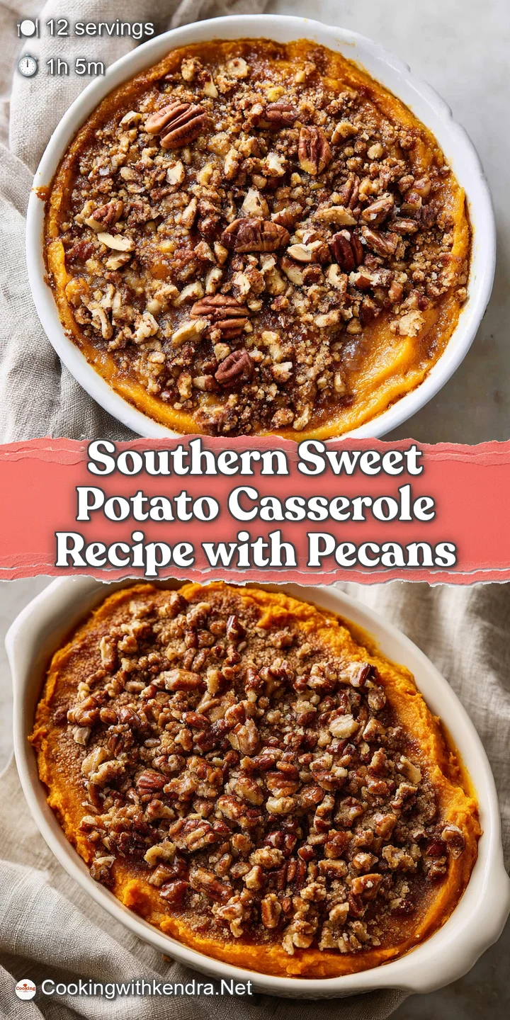 Close-up: Sweet potato casserole; rich, golden-brown marshmallows with hints of caramelization sit atop a bed of soft, vib...