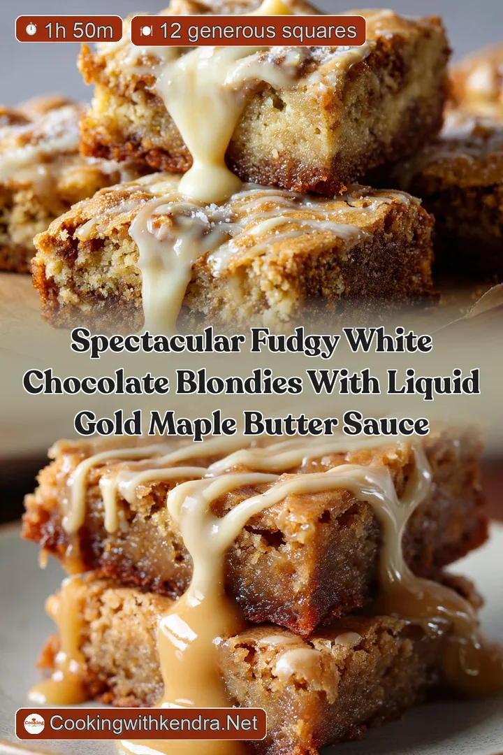 Spectacular Fudgy White Chocolate Blondies with Liquid Gold Maple Butter Sauce