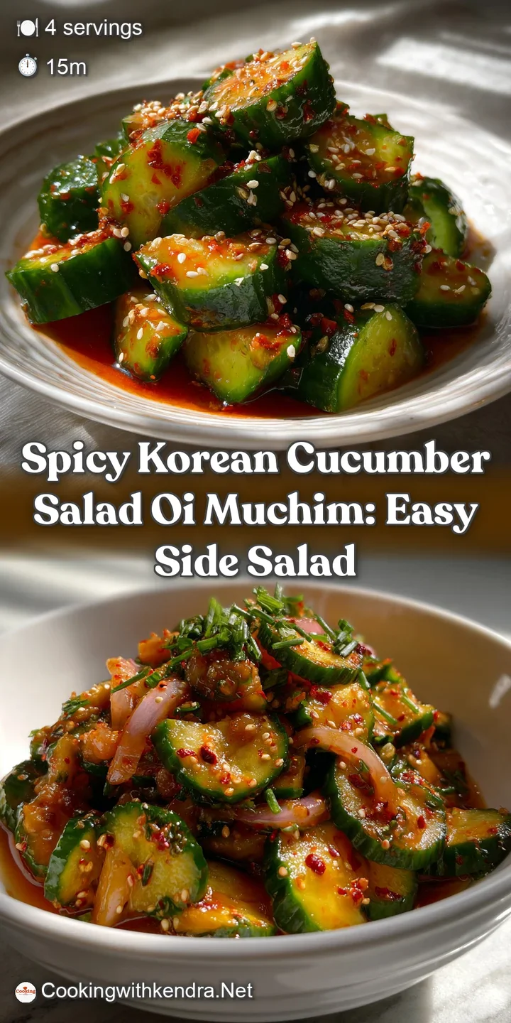 Vibrant green cucumber ribbons glistening with a fiery red pepper flake dressing. The crisp salad is garnished with sesame...