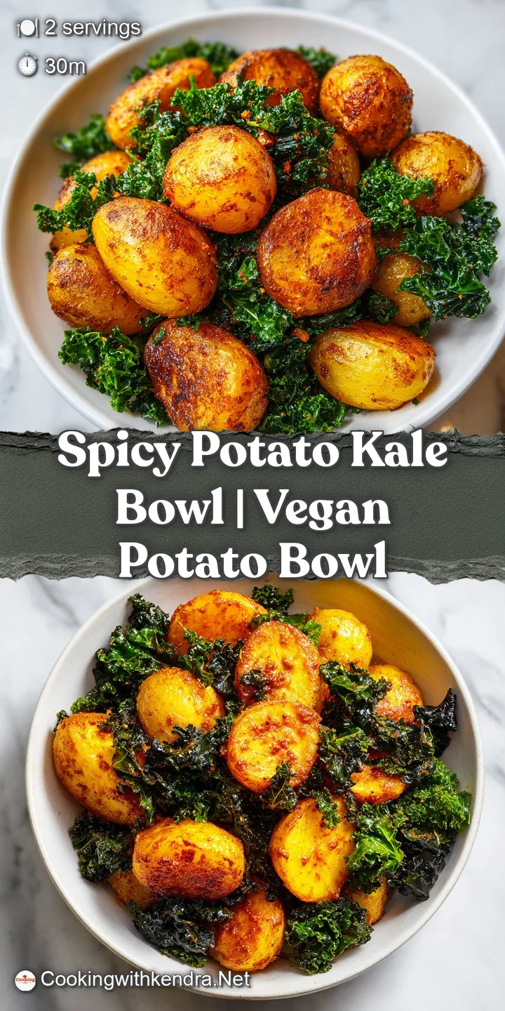 Macro shot of crispy, spice-rubbed golden potato edges and glistening green kale leaves with a hint of steam.
