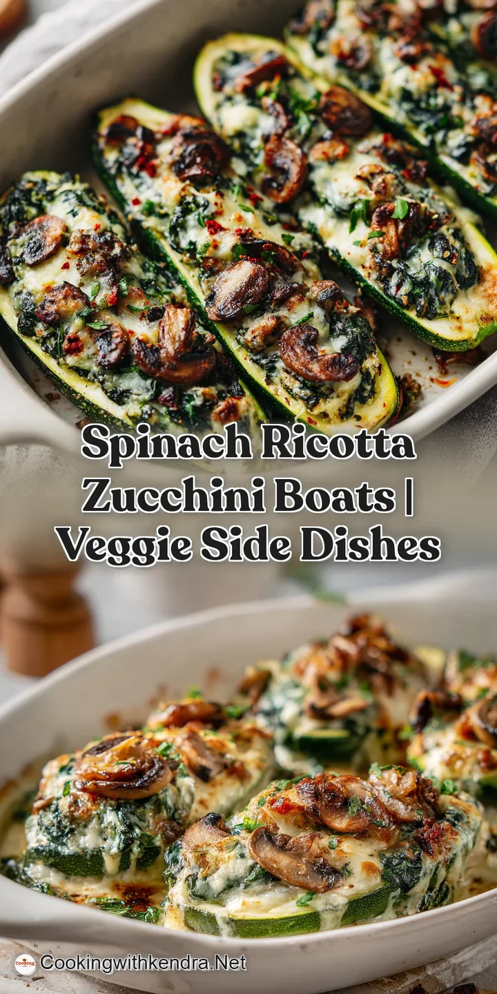A generous spoonful scooping into a tender zucchini boat revealing a fluffy ricotta and spinach mixture.