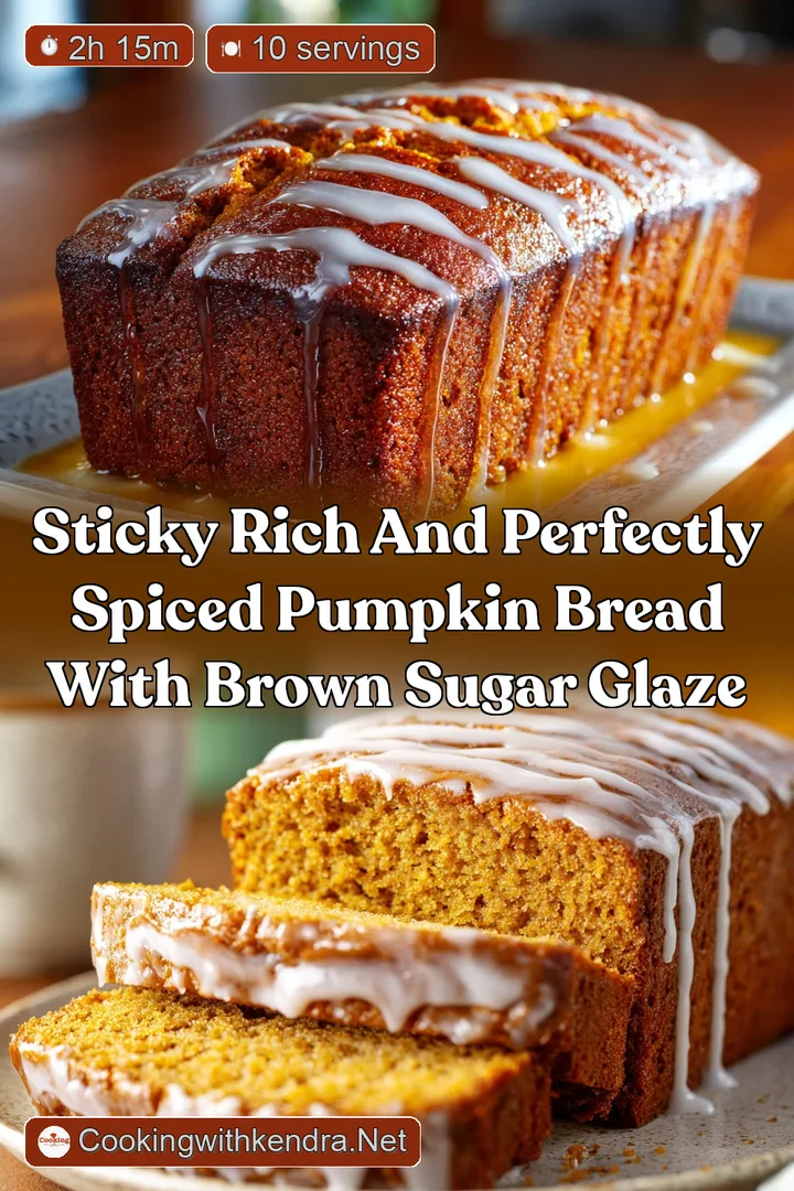 Sticky Rich and Perfectly Spiced Pumpkin Bread with Brown Sugar Glaze