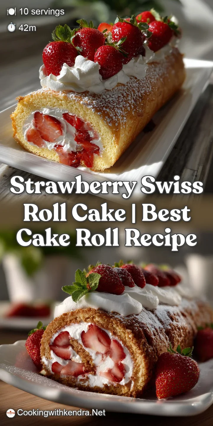 Close-up of a moist, fluffy cake roll showing the tender texture of the chiffon cake and the juicy, red strawberries nestl...
