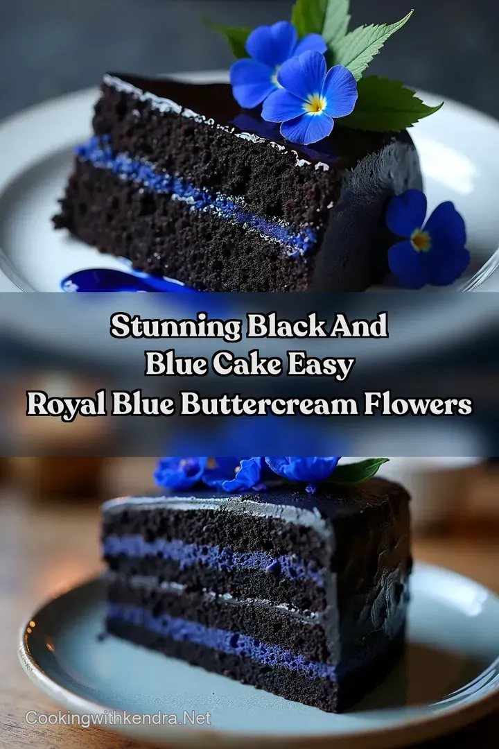 Stunning Black And Blue Cake Easy Royal Blue Buttercream Flowers