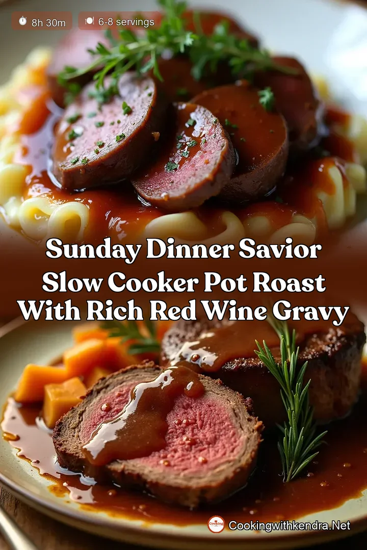 Sunday Dinner Savior Slow Cooker Pot Roast with Rich Red Wine Gravy