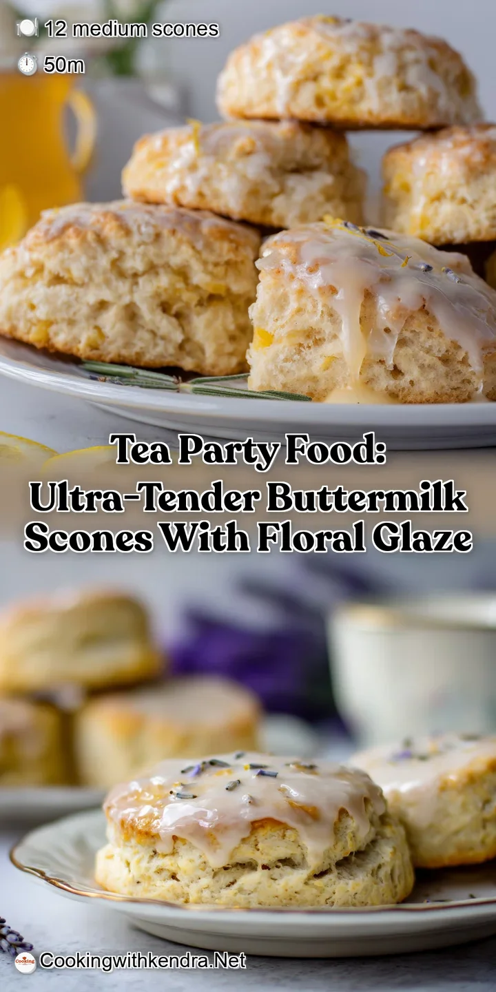 Tea Party Food: Ultra-Tender Buttermilk Scones with Floral Glaze