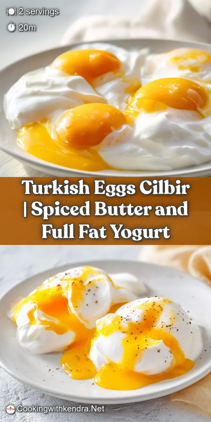 Close-up of a runny golden egg yolk breaking over velvety white yogurt and shimmering red spiced butter.