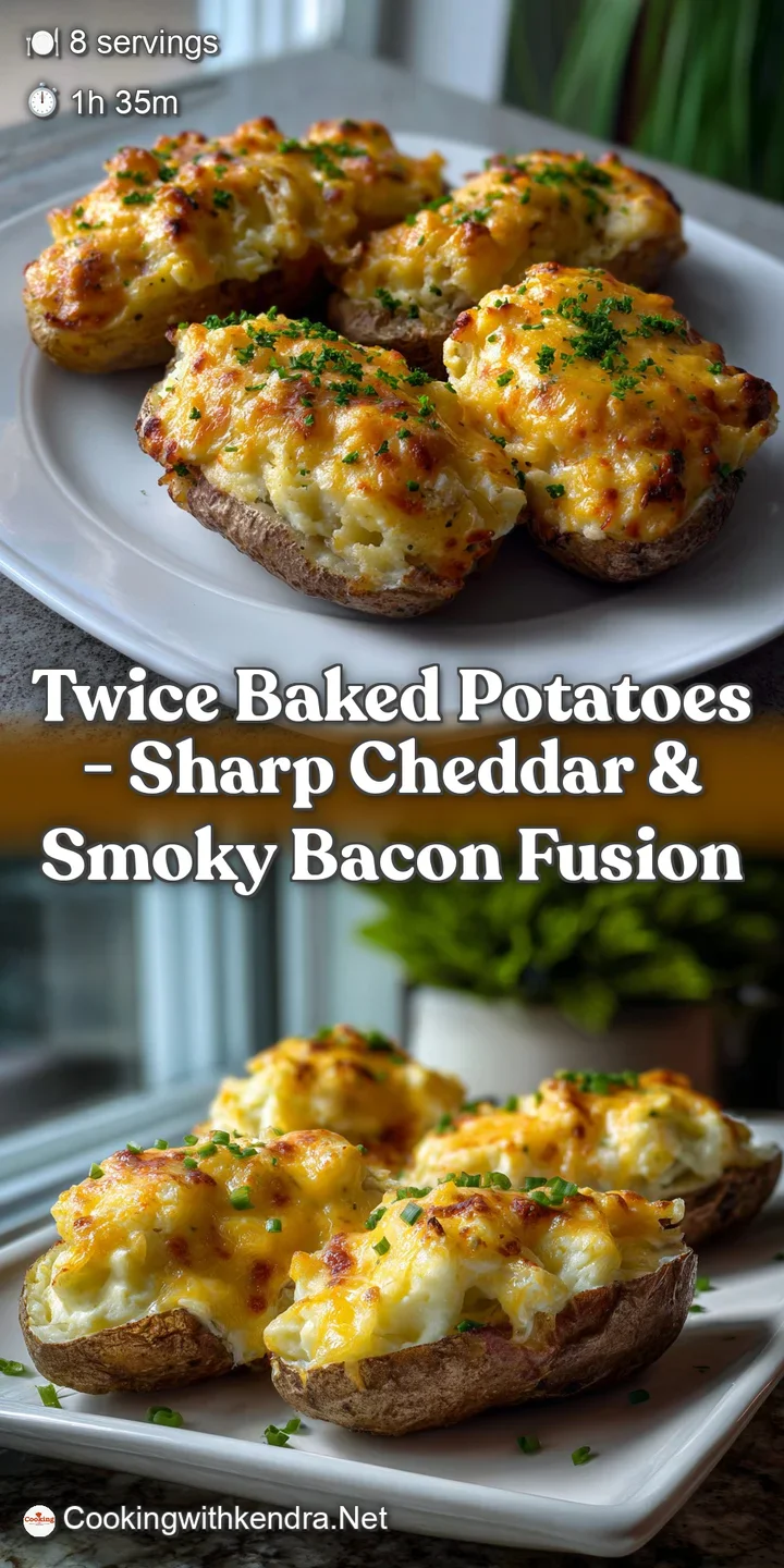 Close-up of a twice-baked potato: A golden-brown, crispy skin gives way to a soft, steaming interior. Rich, melted cheese ...