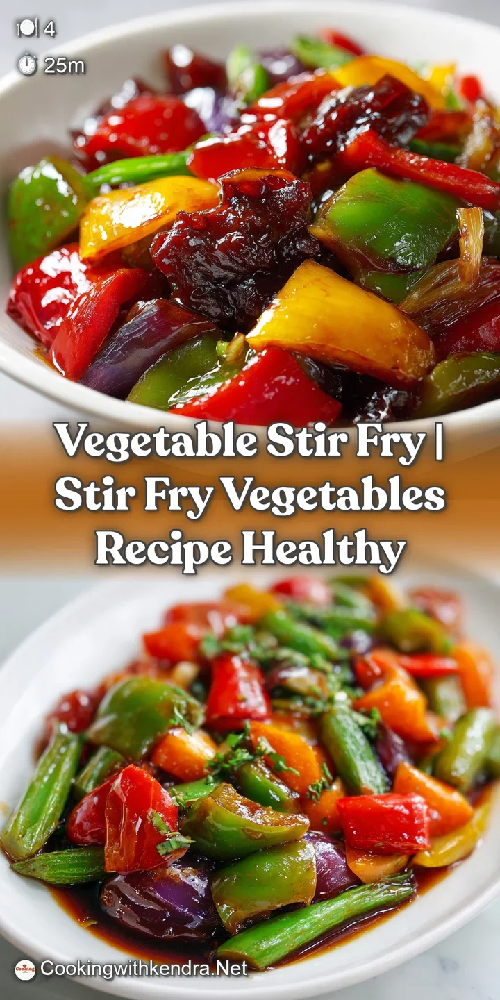 Macro shot of glistening red peppers and bright green broccoli florets coated in a thick, savory golden-brown glaze.