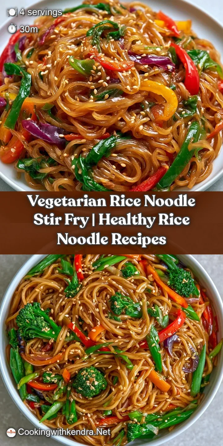 Close-up of tender, translucent rice noodles coated in savory sauce with vibrant orange carrot strips and green bok choy.
