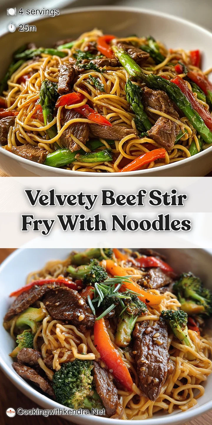 Close-up of tender beef strips and glossy noodles coated in a rich, dark sauce, with colorful peppers and onions glistening.