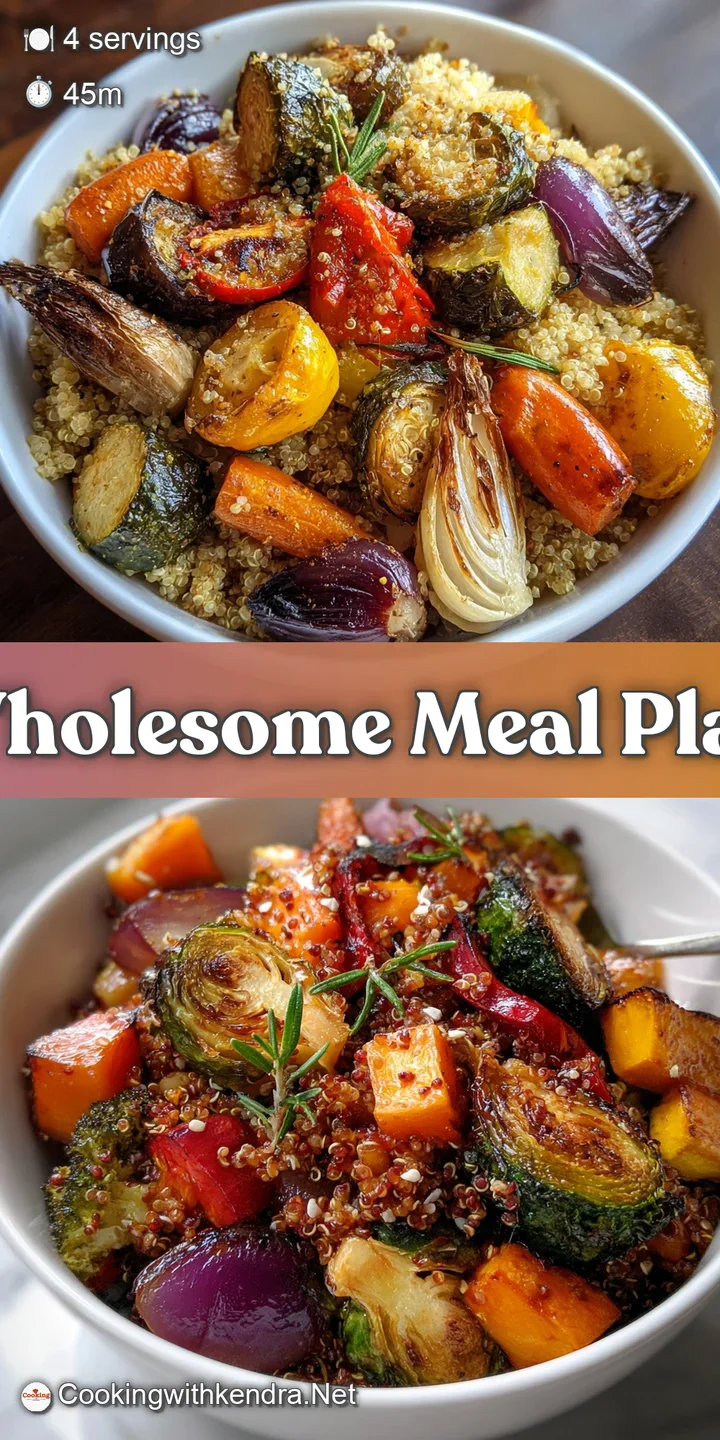 A tantalizing close-up showcasing the caramelized edges of roasted root vegetables mingled with tender quinoa. A celebrati...