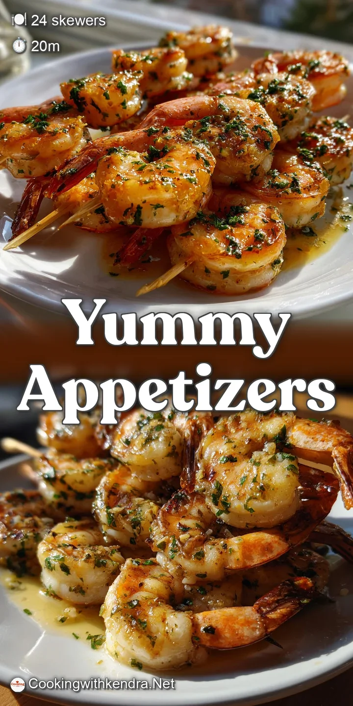 Close-up of succulent shrimp glistening with melted garlic butter, a tantalizing preview of a delicious New Year's Eve app...