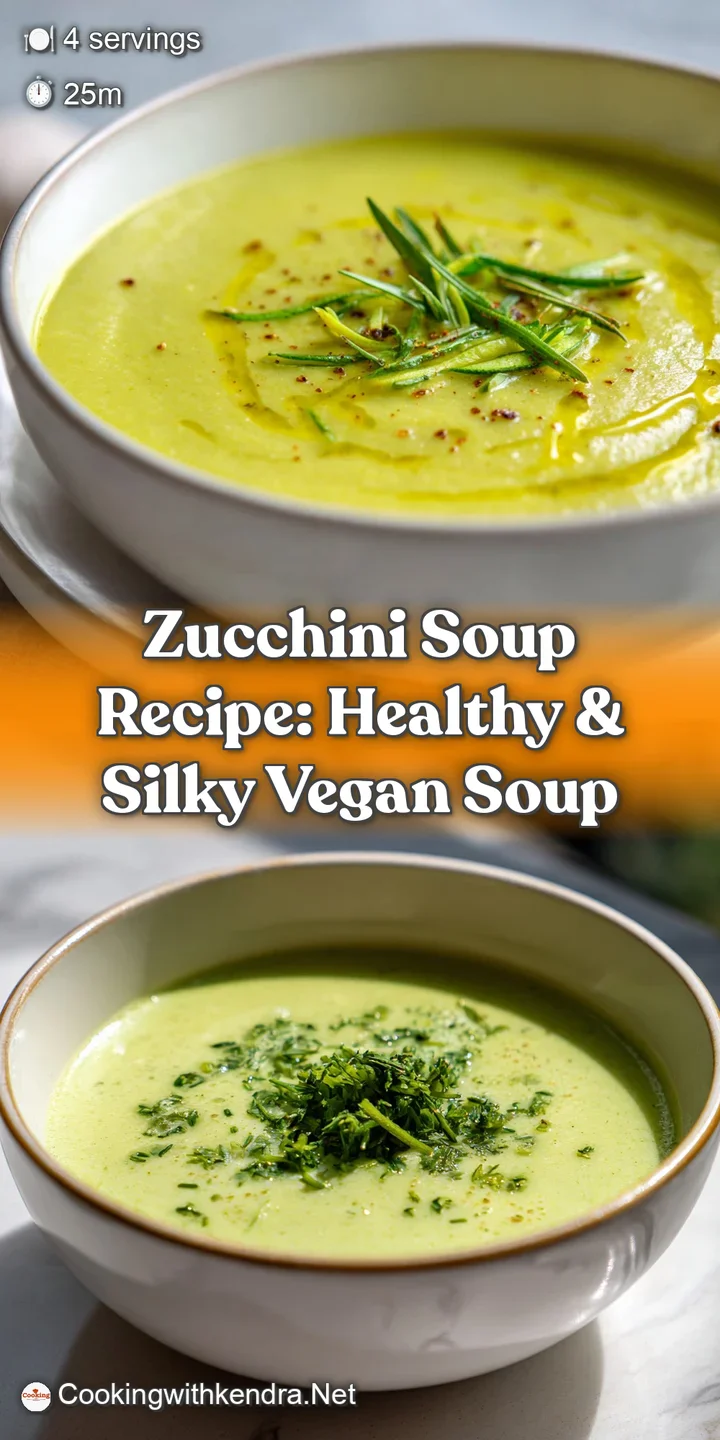 Close-up of creamy, bright green zucchini soup. Glistening droplets of olive oil and fresh herb garnish. Fresh, healthy, a...
