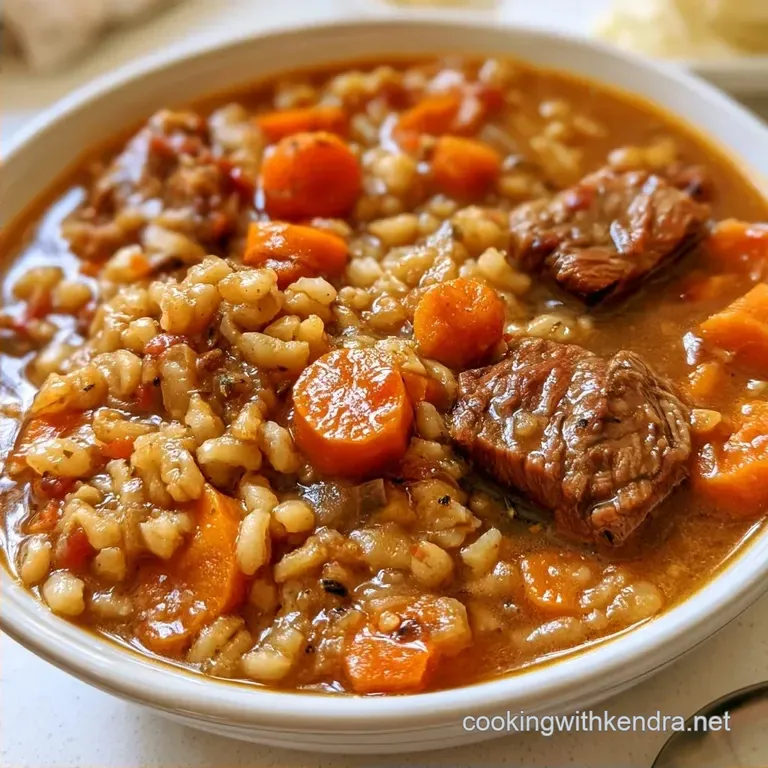 30 Minute Beef Barley Soup with Sirloin Tips