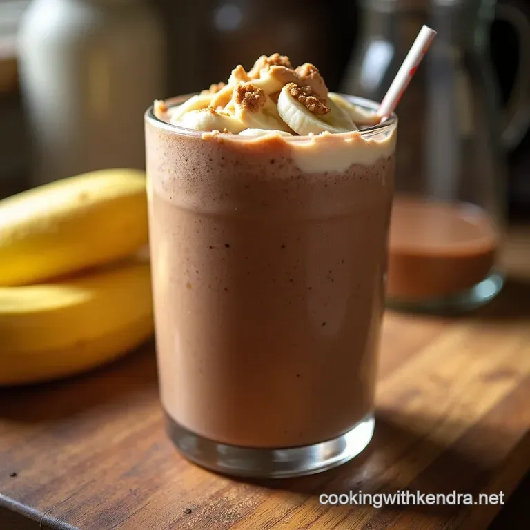 The FiveMinute Fuel Ultimate Chocolate Peanut Butter Banana Breakfast Shake presentation