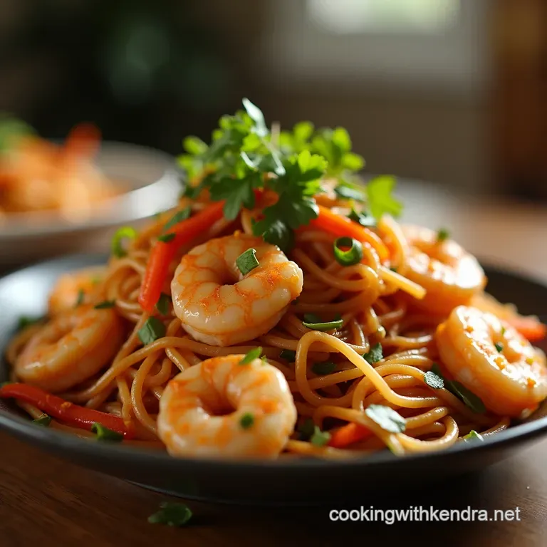 The Ultimate Authentic Chicken Shrimp Pad Thai presentation