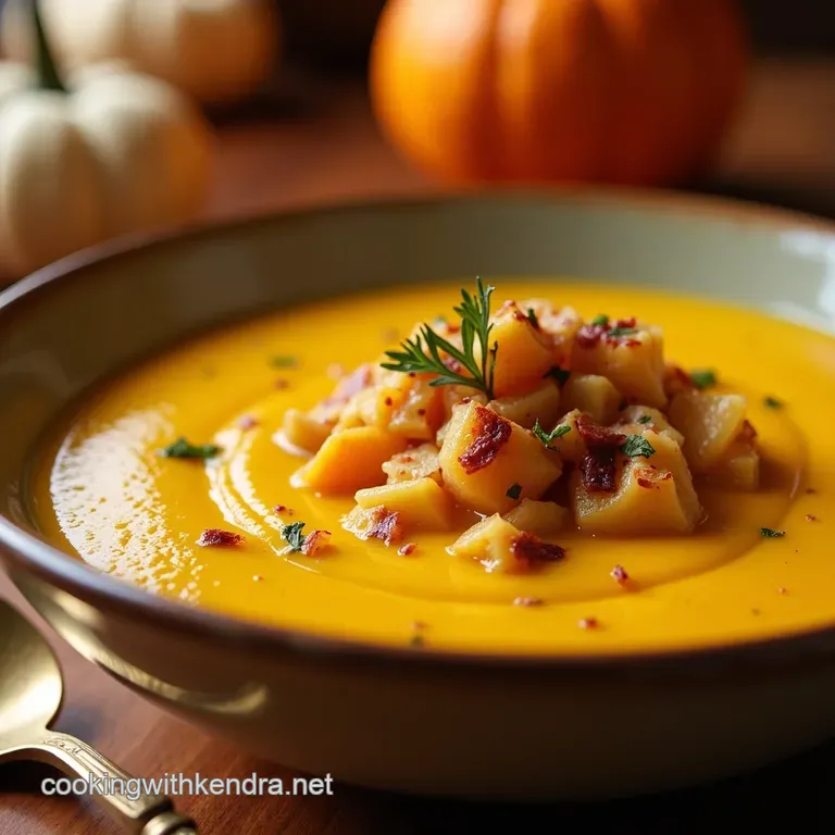 Autumns Embrace Creamy Squash Pumpkin Soup presentation