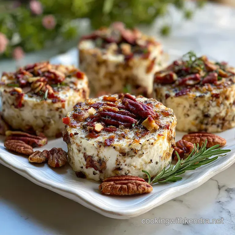A cheese ball coated in crisp bacon and nuts, halved and served with crackers, creating an elegant appetizer presentation.