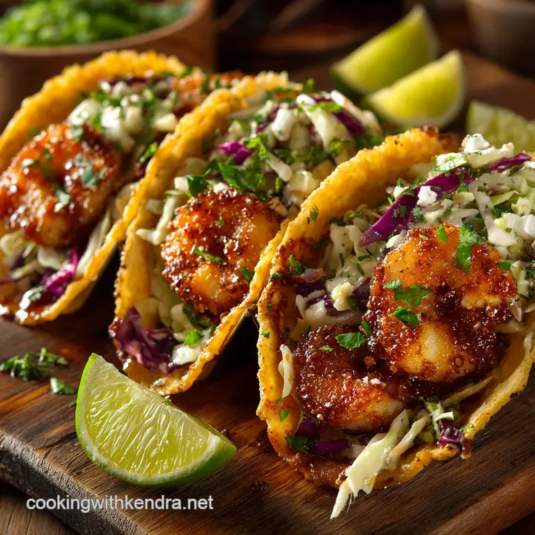 Baja Shrimp Tacos with a Zesty Lime Slaw presentation