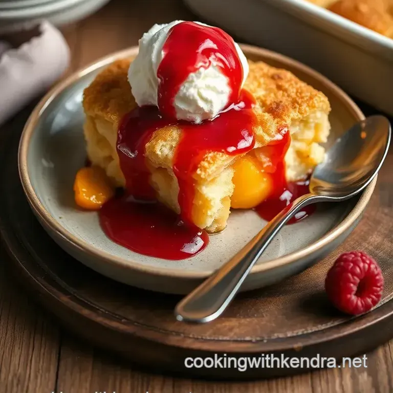 Bake Peach Cobbler with Raspberry Sauce presentation