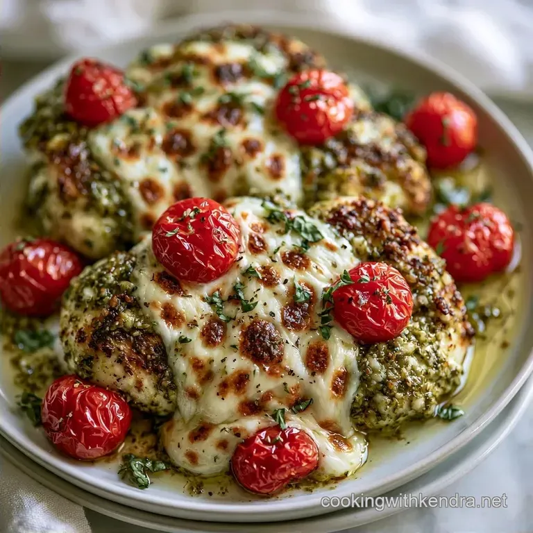 Baked Basil Pesto Chicken with Mozzarella