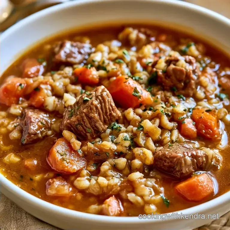 Hearty Beef Barley Soup with Root Vegetables