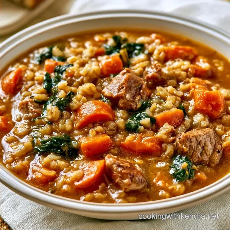 Beef Barley Soup with Spinach with Soup Bones