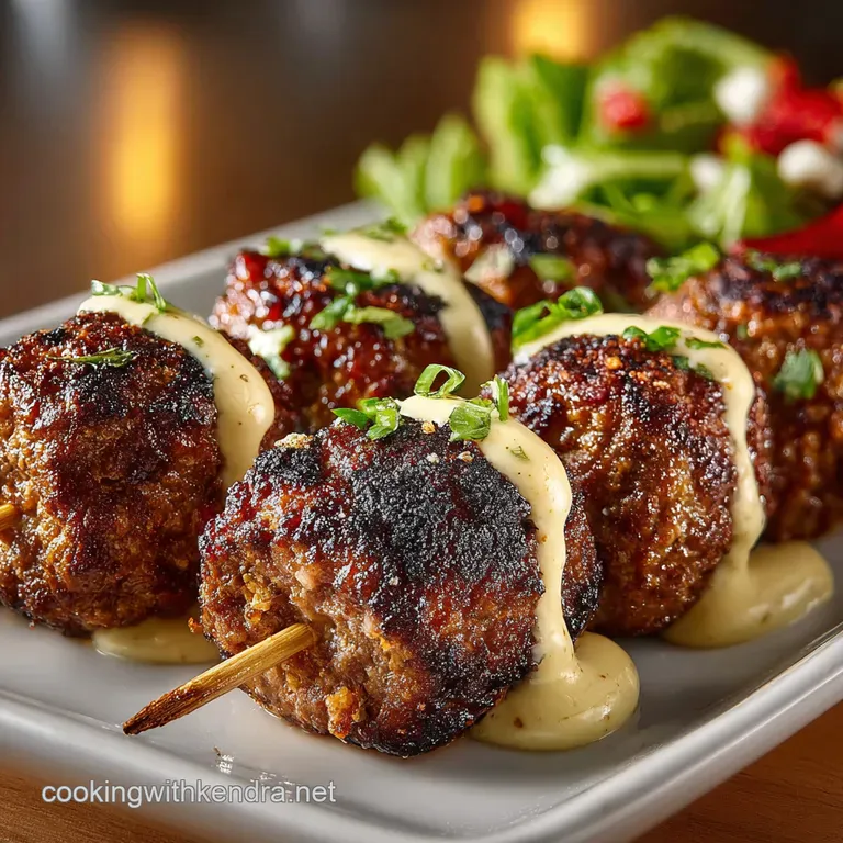 Beef Mince Kofta Skewers with Creamy Tahini Drizzle