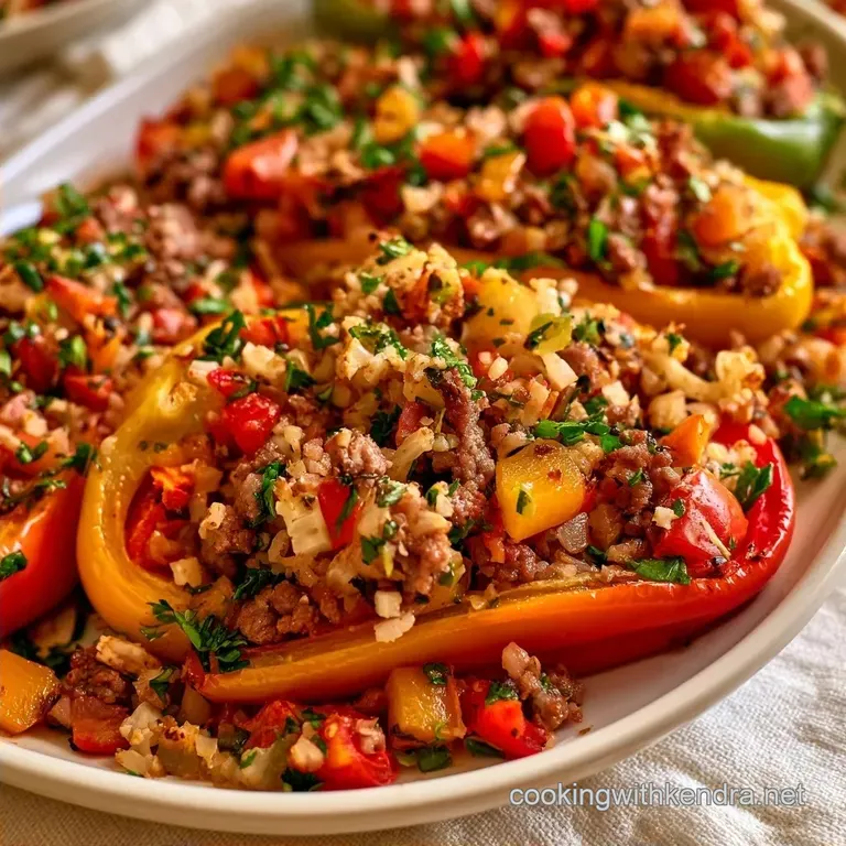 Beef Stuffed Peppers with Cauliflower Rice