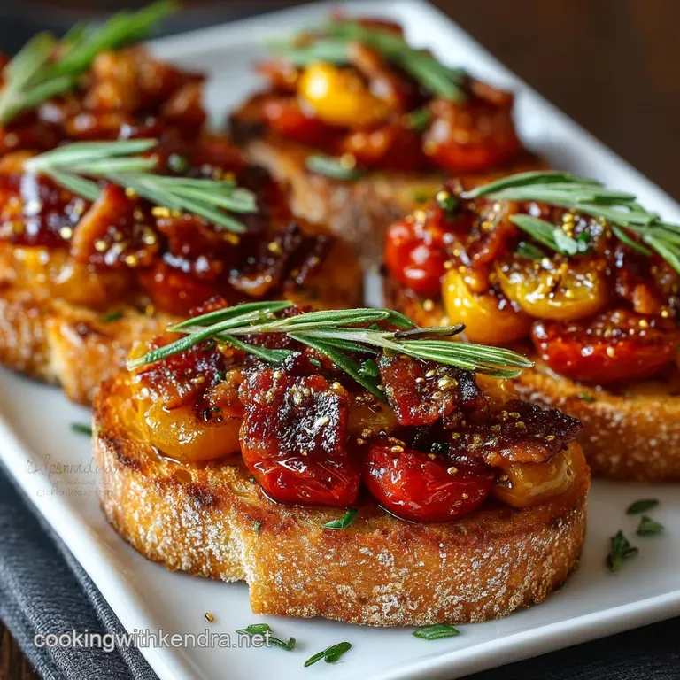 A Proper Good Bite Pancetta Slowroasted Tomato and Garlic Aioli Crostini presentation