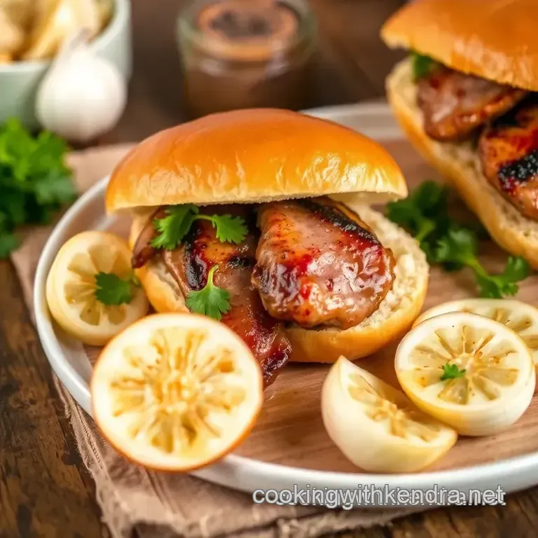Broil Brat Sandwiches with Roasted Garlic presentation