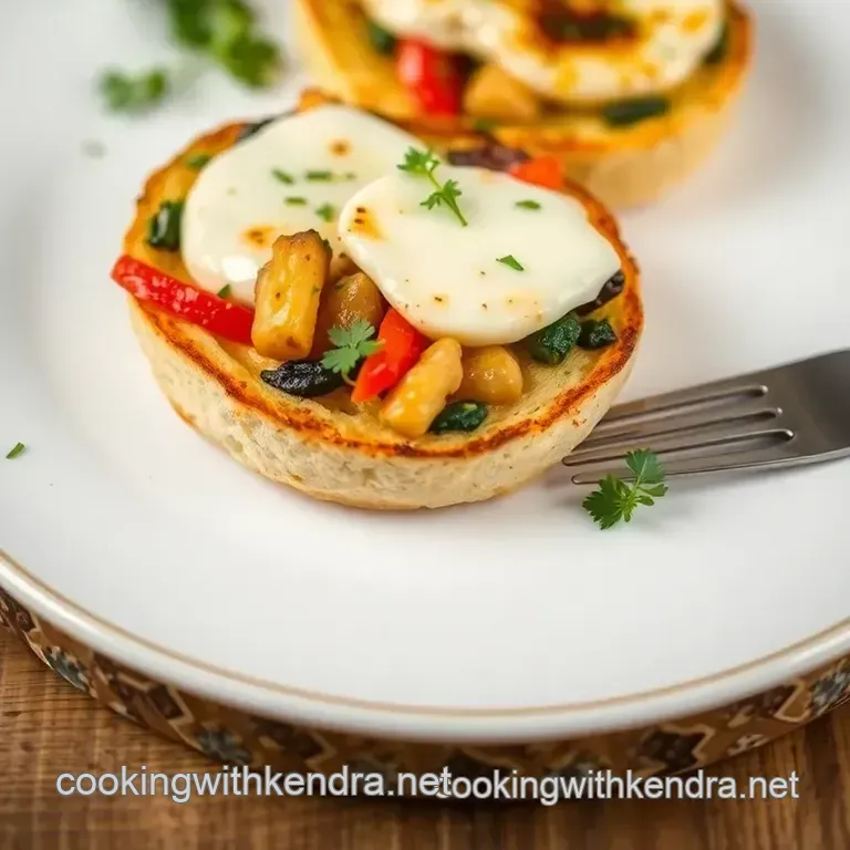 Broiled English Muffin with Veggies & Cheese Delight presentation