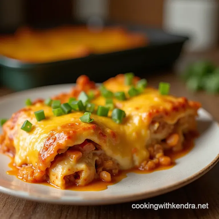 The Ultimate Comfort Weeknight Cheesy Chicken Enchilada Bake presentation