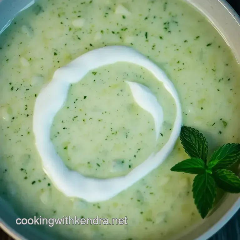 Chilled Cucumber & Mint Soup Salad presentation