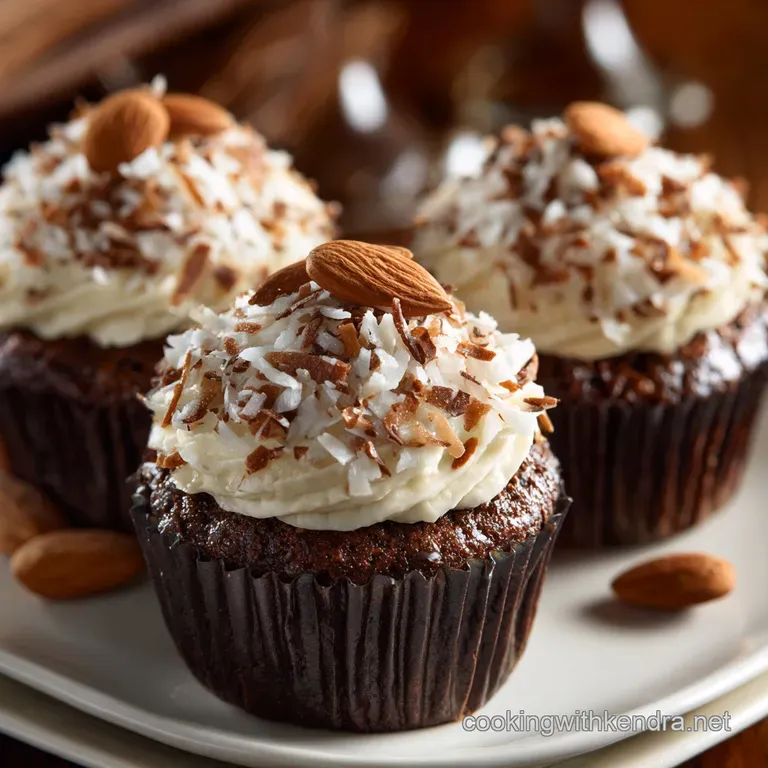 Chocolate Cupcakes with Coconut Frosting Almonds the Bounty Hunters Dream presentation