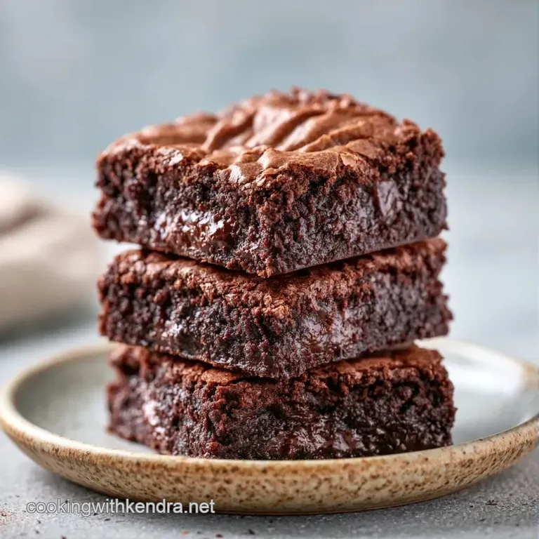 A square of dark, fudgy cake dusted with powdered sugar and served with fresh raspberries on a matte black plate.