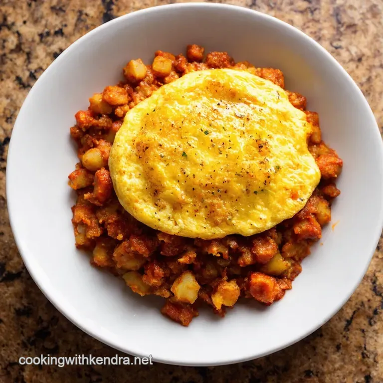 Chorizo Sweet Potato Hash with Fried Eggs presentation