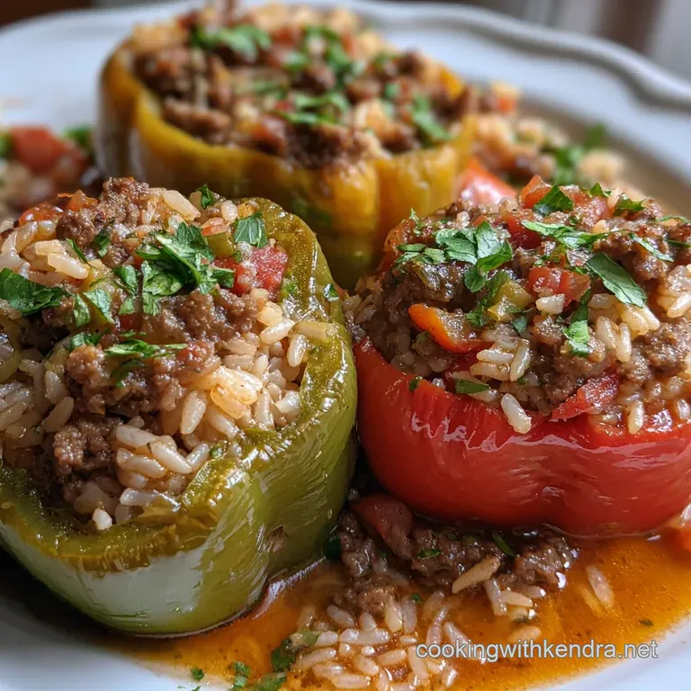Stuffed Peppers: Classic Beef and Rice Bistro Style presentation