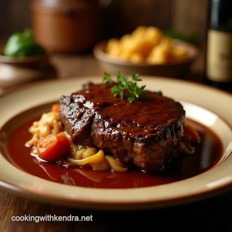 The Forktender Dream Classic Slowcooked Beef Pot Roast with Rich Red Wine Gravy presentation