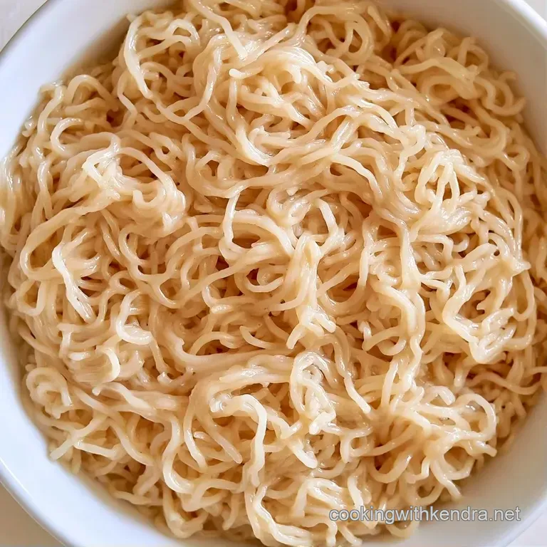 Sleek white bowl of translucent noodles garnished with fresh mint leaves and toasted sesame seeds on a linen cloth.
