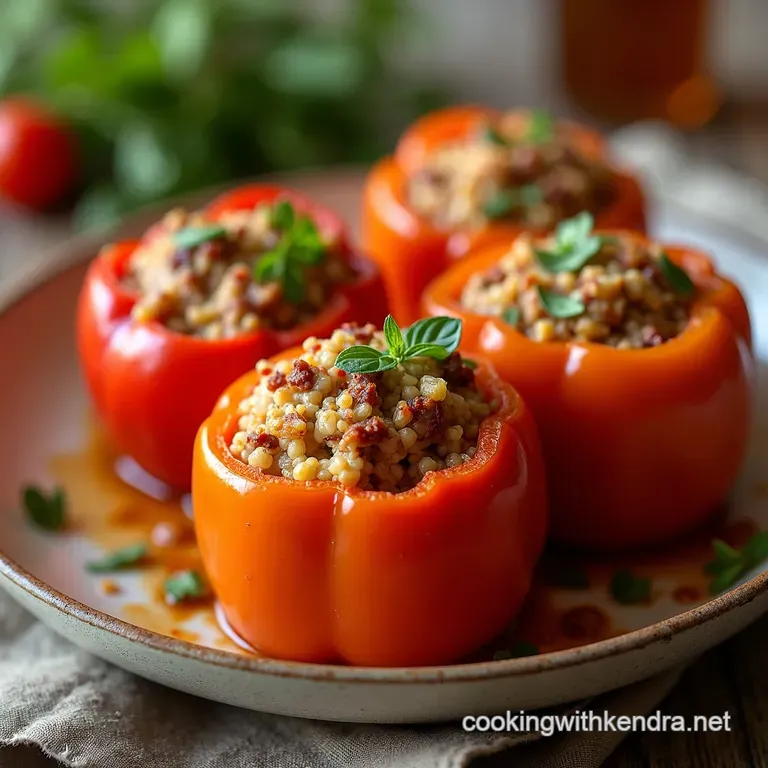 Colourful Quinoa Turkey Stuffed Peppers presentation